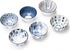 Japanese Rice Bowls Set of 6 - Porcelain Cereal Bowl in Vintage Blue White Design - Stackable Ceramic Dinner Set for Rice, Salad & Soup - Microwav...