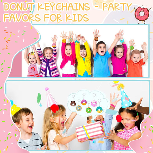 Yinkin 30 Pieces Donut Party Favors Sweet Donut Keychain Kids Key Chains for Backpacks Sweet Donut Theme Keychain Pendant for Kid Toy Ornament Sou...