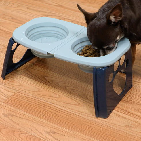 SPORT PET Elevated Travel Folding Bowls,Blue...