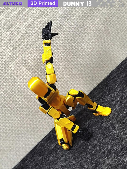 Pre Assembled Gold T13 Action Figure with Multiple Accessories,3D Printed Multi-Jointed Titan 13 Figure,Dummy 13 Desktop Decorative Toy...