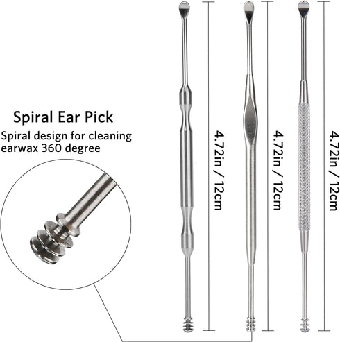 3 Pcs Ear Pick Earwax Removal Kit, Geengle Ear Cleansing Tool Set, Ear Curette Ear Wax Remover Tool with a Cleaning Brush and Storage Box...