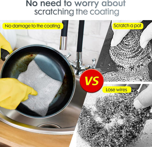 Non Scratch Wire Dishcloth, 5 Pack Multipurpose Soft Wire Dishwashing Rag Dish Rags for Washing Dishes, Non-Stick Cookware, Scrubs & Cleans for Si...