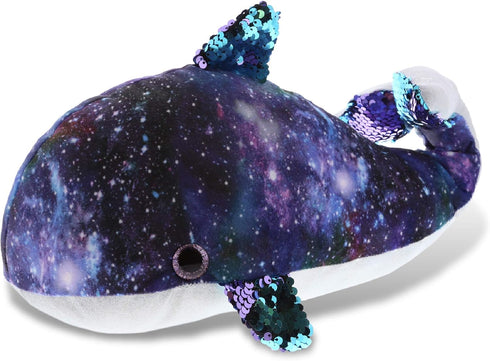 DolliBu Whale Space Flip Sequin Plush 13 Inch, Flipping Reversible Sequins Huggable Stuffed Animal, Colorful Nautical Galaxy-Theme Whale Plush Toy...