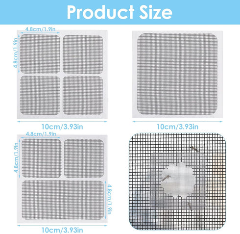 Cobee Self-Adhesive Window Screen Repair Patches Kit, 10 Sheets 3 Sizes Screen Door Replacement Repair Kit Fiberglass Mesh Wall Repair Patches Dry...