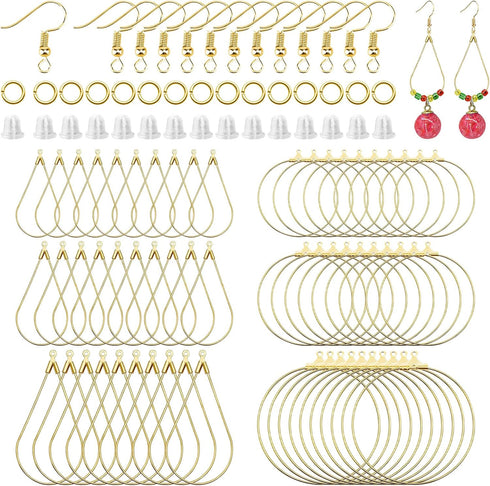 670Pcs Earring Making Kit with 120 Earring Beading Hoops Earring Finding Beading Hoop Earrings Bulk,150 Hooks,200 Jump Rings,200 Earring Backs for...