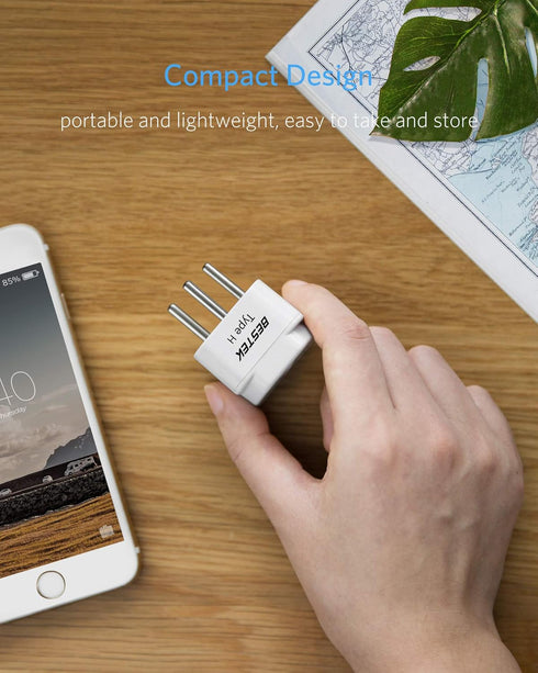 BESTEK Israel Travel Plug Adapter, Grounded Universal Type H Plug Adapter Israel to US Adapter - Ultra Compact for Israel, Palestine and More, 3 P...