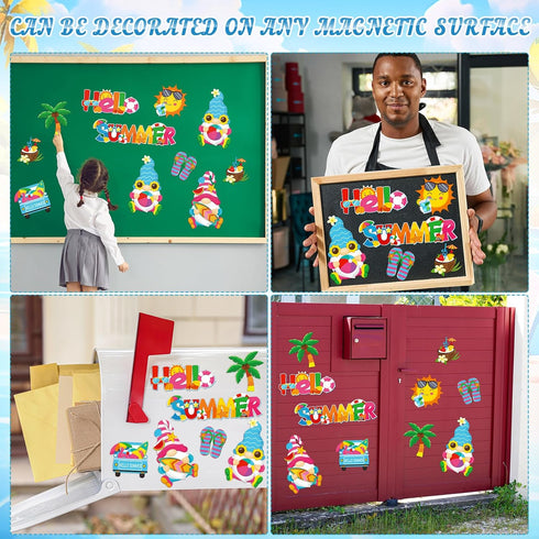 9 Pieces Summer Magnets Summer Fridge Magnet Decals Gnomes Flip Flop Beach Magnetic Stickers for Summer Hawaiian Beach Pool Party Refrigerator Met...