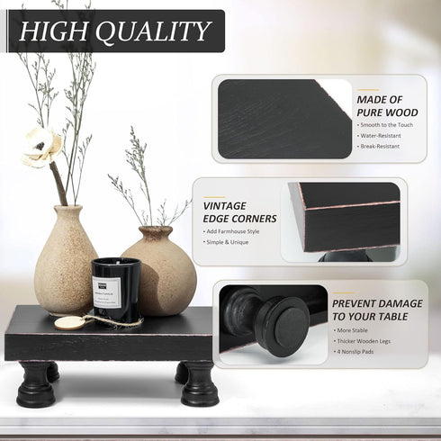 Modern Pedestal Stand for Kitchen Decor : Decorative Wood Riser for Display and Farmhouse Soap Dispenser Tray and Sponge Holder - Retro Countertop...