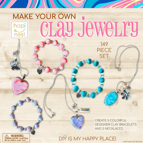 Hapinest Make Your Own Clay Jewelry Arts and Crafts Kit for Girls Gifts Ages 8 9 10 11 12 Teen Years Old and Up - 3 Bracelets and 3 Necklaces...