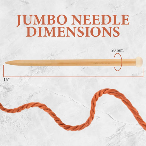 JubileeYarn Jumbo Birch Knitting Needles - US 36 (20mm) - 16" Long - 1 Pair...