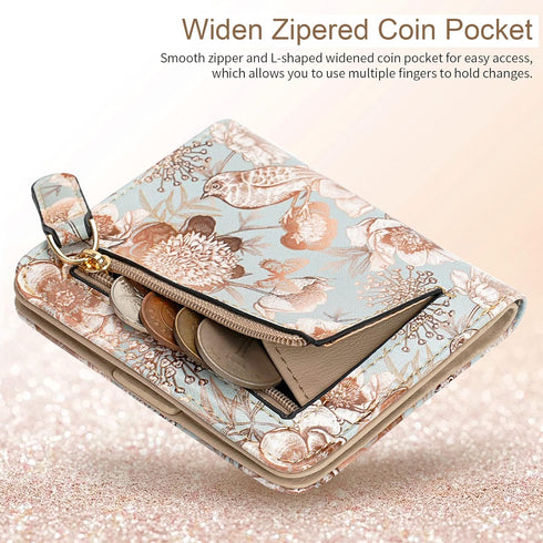 APHISON Womens Wallet, Slim Small Wallet for Women RFID Wallet Women Cartoon Microfiber Leather with ID Credit Card Holder Zipper Coin Pocket Bifo...