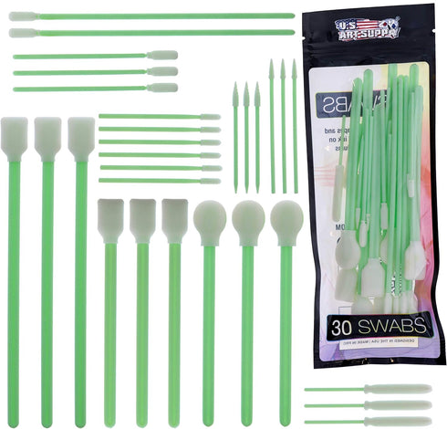 U.S. Art Supply 30 Alcohol Ink Blending Swabs - Foam Tip Brushes, Assorted Shapes and Sizes - Mixing, Blending, Re-Wet, Lift Ink, Dye, Paint, Draw...