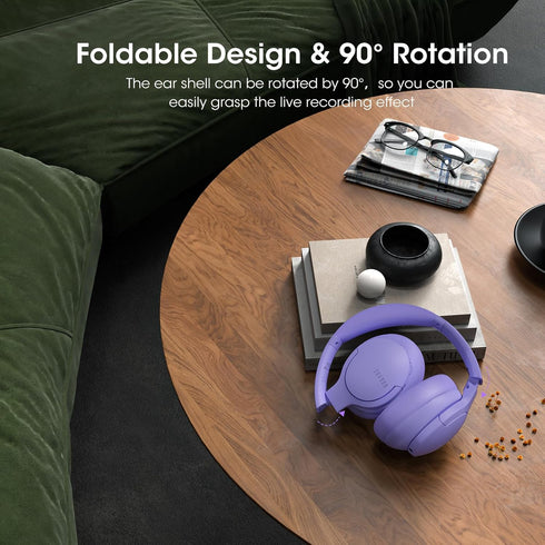 DOQAUS Wireless Headphones Bluetooth, 90 Hours Playtime Bluetooth Headphones with 3 EQ Modes, HiFi Stereo Headphones with Microphone, Soft Protein...