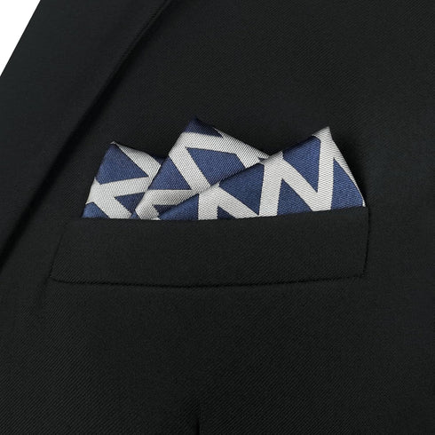 S&W SHLAX&WING Pocket Square for Men Satin Woven Rhombic Checkered Blue Grey for Party Prom...