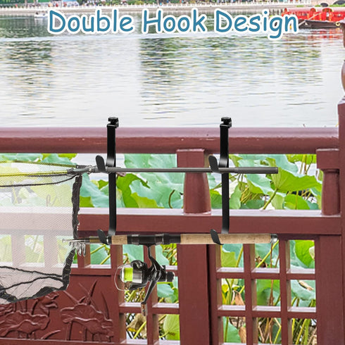 2Pcs Adjustable Pool Pole Hanger, Double Pool Hooks for Poles, Mental Pool Fence Hooks for Hanging Pool Equipment Hooks, Pool Pole Hooks for Pool ...