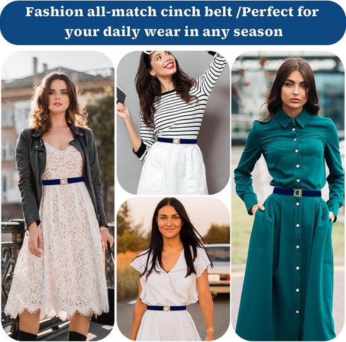 Women Elastic Belt, Invisible Stretch Ladies Belts with Gold Flat Buckle Skinny Waist Belt For Jeans Pants Dresses...