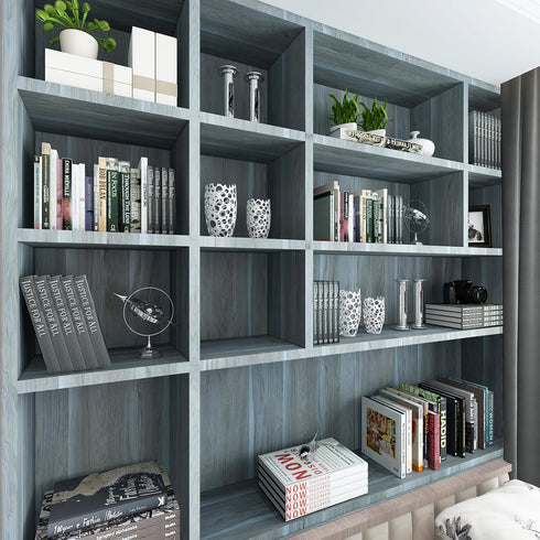 Peacock Blue Wallpaper Stick and Peel Blue Wood Grain Contact Paper for Cabinets Wood Look Wallpaper with Air Guide Slot Design 16x118inch Wood Vi...