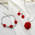 Fiada 1 Set Resin Rose Jewelry Red Necklaces with Diamond Flower Vintage Jewelry Dangle Necklace and Earring Sets for Women Rose Earrings Pendent ...