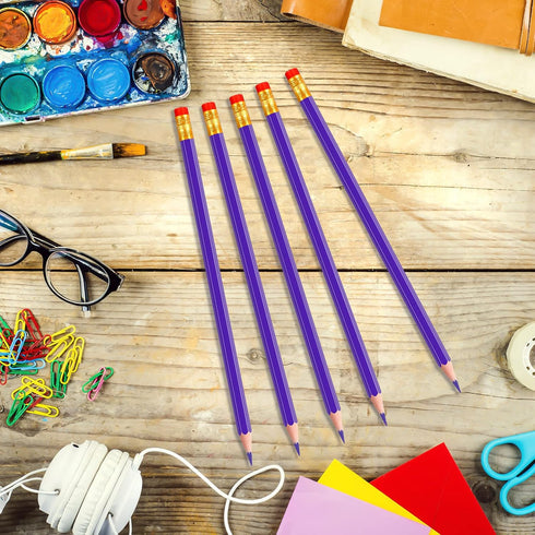 Zhanmai 24 Pieces Checking Erasable Pencils Pencils Pre-Sharpened #2 HB with Erasable Tops for Checking Map Coloring Tests Grading(Purple)...