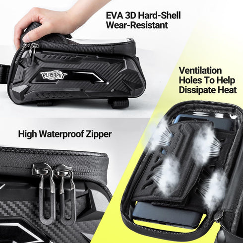 Bike Bag,Waterproof Top Tube Bike Phone Bag With Rain Cover,Front Frame Bag 2L Large Capacity Handlebar Bag Bicycle Bag Bike Accessories Compatibl...