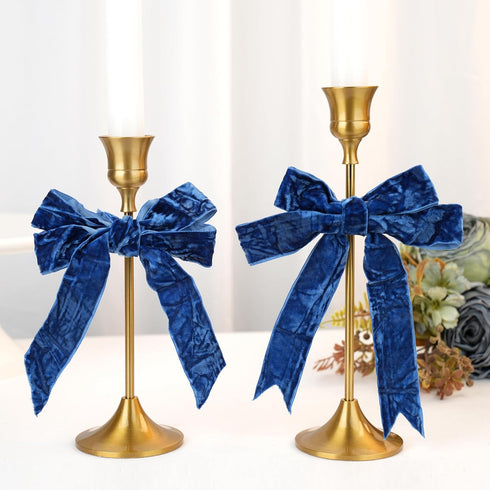 Blue Crushed Velvet Ribbon 1" x 10 Yards Navy Ribbon for Flower Bouquet Vintage Velvet Ribbon for Wedding Invitations, Crafts, Gift Wrapping, Baby...
