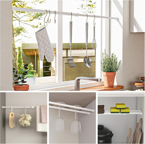 AIZESI Spring Tension Curtain Rods Short Tension Rod (White,27" to 37"-4Pcs)...