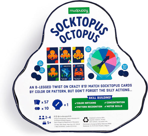 Mudpuppy Socktopus Octopus – 8 Legged Version of Classic Kids Crazy 8’s Memory Game with Color Matching and Pattern Recognition for Children Ages ...