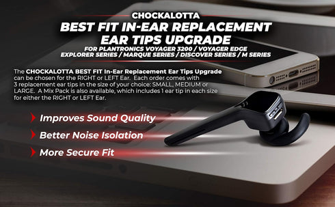 in-Ear Replacement Ear Tips Upgrade Compatible with Plantronics Poly Voyager 3200 / Edge (Fits Plantronics Explorer/Marque/Discovery/M Series Head...