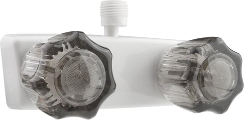 Dura Faucet DF-SA100S-WT RV/Motorhome/Trailer Shower Faucet Valve Diverter with Smoked Acrylic Knobs (White)...