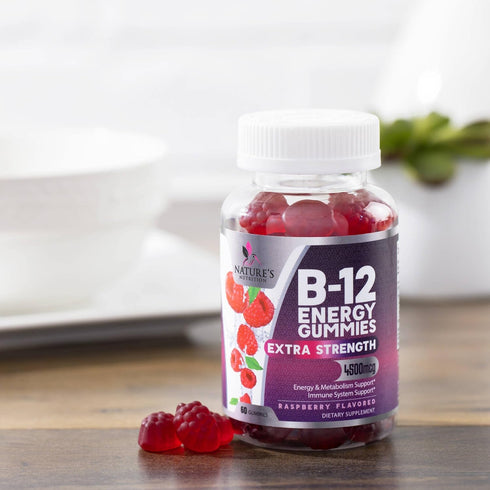 Vitamin B12 Energy Gummies - Extra Strength 4500 mcg Energy Chews for Metabolism & Nervous System Health Support, B-12 Gummy Chewable Supplement f...