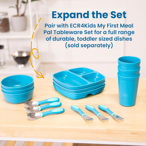 ECR4Kids My First Meal Pal Stainless Steel Forks, Toddler Silverware, White, Light Grey, 3-Pack...