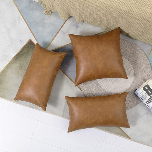 PANOD Premium Faux Leather Throw Pillow Covers, Modern Luxury Decorative Lumbar Throw Pillow Case Cushion Cases for Sofa Couch Bed Car Outdoor,12x...