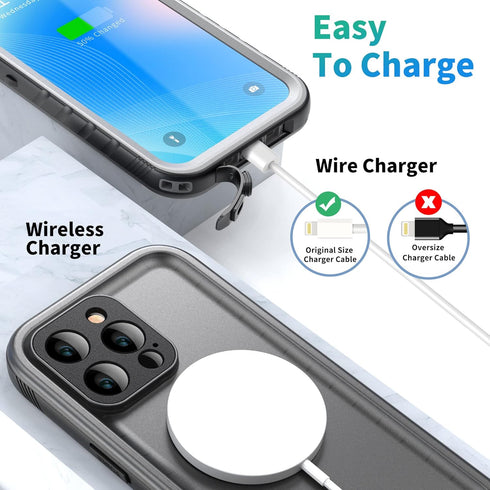 SPORTLINK for iPhone 14 Pro Max Waterproof Case - Built-in Shockproof Dustproof Screen Protector - IP68 Underwater/Military Dropproof/Full Body Pr...