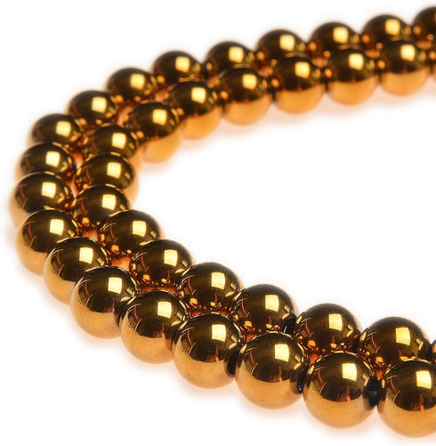 Gemstone Round Loose Beads Approxi 15.5 inch 1 Strand per Bag for Jewelry Making Findings Accessories (8mm, Gold Plated Hematite)...