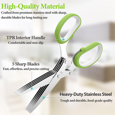 2025 Upgraded Herb Scissors, Effortless Herb Shears Cutter Tool with Sharp Stainless Steel Blades for Fresh Herbs, Must-Have Kitchen & Cooking Gad...