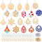 296 Pieces Unfinished Wooden Dangle Earring Set 48 Blank Wooden Pendants Teardrop Earrings with 48 Hooks 200 Jump Rings for DIY Jewelry 10 Styles ...