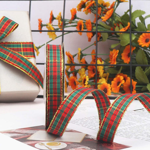Christmas Gingham Ribbon, Traditional Tartan Ribbon, 100% Polyester Checkered Ribbon, Woven Edge Plaid Ribbon for Christmas Crafts, Gift Wrapping ...