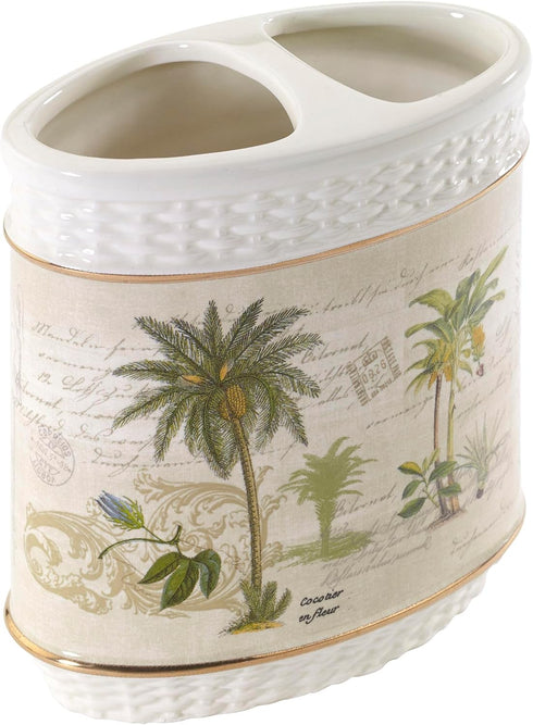 Avanti Linens - Toothbrush Holder, Ceramic Bathroom Accessories, Tropical Inspired Home Decor (Colony Palm Collection)...