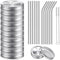 26 PCS Regular Mouth Mason Jar Lids With Straw Hole - 70MM Canning Caps for Drinking and Food Storage, Silver Tinplate With Silicone Ring, Straws,...