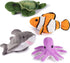 Plush Stuffed Ocean Animals | Plush Sea Creatures Set | Set of 4 Plush Ocean Animals | Octopus, Sea Turtle, Shark, & Clownfish | Baby Stuffed Anim...