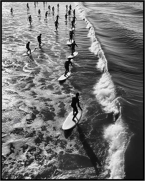 Posterizer 1 pcs-black and white vintage photo style art-surfing at the beach 4-Coastal & Nautical Art-Photography Art-Gift for Nature, Surfers an...