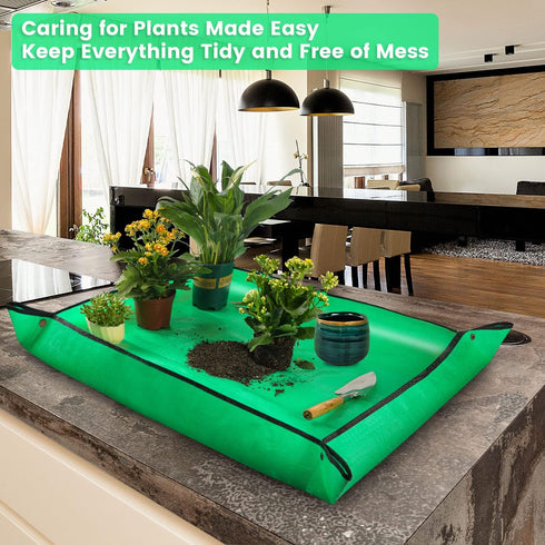 39.5" X 31.5" Large Repotting Mat for Indoor Plant Transplanting and Dirt Control - Portable Potting Tray for Gardening Lovers...