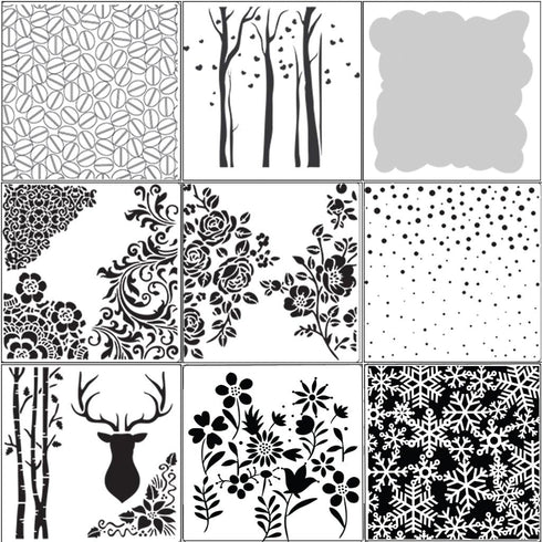 Different Airbrush DIY Hollow Design PET Plastic Stencil Painting Templates Stencils, Perfect for Textile Design, Wall Decoration, Window, Paper, ...