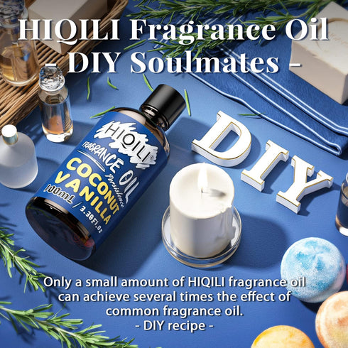 HIQILI Coconut Vanilla Fragrance Oil 100ml, Essential Oil for Diffuser Soap Candle Making Slime Scents, Scented Oils for Aromatherapy Car Freshies...