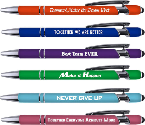 Team Building and Employee Appreciation Pen Sets with Soft Touch Coated Metal and Stylus 6 pack 36094......