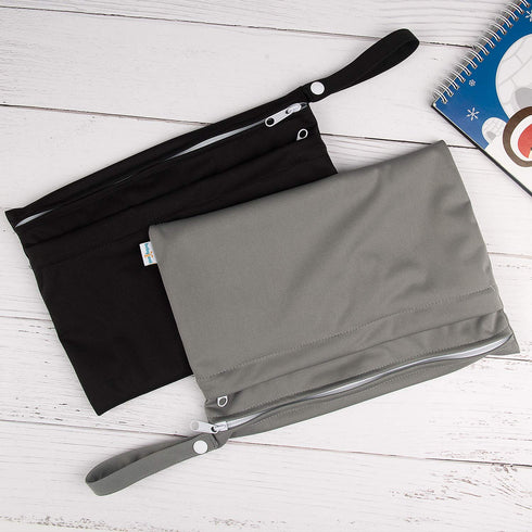 babygoal Wet Dry Bags for Baby Cloth Diapers, Washable Travel Bags, Beach, Pool, Gym Bag for Swimsuits & Wet Clothes with Two Zippered Pockets 2 P...