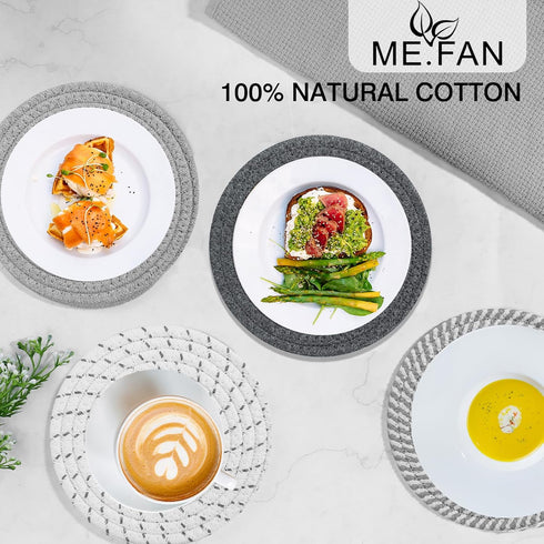ME.FAN Trivets/Potholders 4 Set Cotton Thread Weave Trivets for for Hot Pots and Pans - Large Coasters/Hot Pads/Hot Mats to Protect Desktop & Coun...