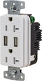 Bryant Electric USBB20AW 3.1 Amp Type A USB Charger Outlet, 20A 125V, Tamper Resistant Duplex Receptacle, White...