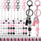 Landical 12 Sets Metal Beadable Keychain Bars with Wood Dog Paw Bone Beads Wooden Beads Bulk Pets Footprint Charm Animal Beads Keychain Kit for Ki...