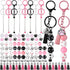 Landical 12 Sets Metal Beadable Keychain Bars with Wood Dog Paw Bone Beads Wooden Beads Bulk Pets Footprint Charm Animal Beads Keychain Kit for Ki...